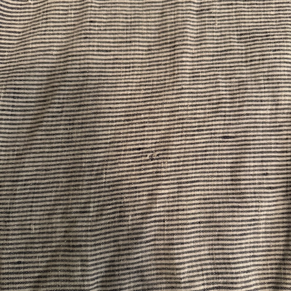 FLAX by Angelheart M Blue Taupe White Striped 100% Linen Short Sleeve T-Shirt - Picture 10 of 10